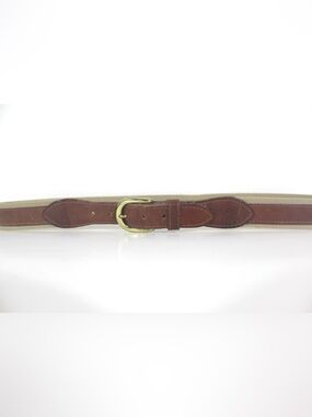 Nautical Embossed Leather and Cotton Webbing Belt with Gold Metal Buckle Gift